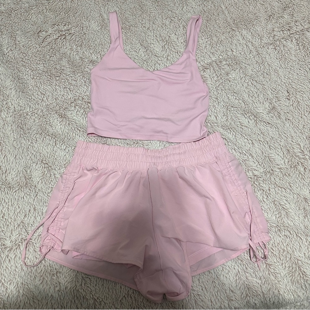 aerie light pink workout set